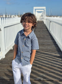 Me & Henry Newport Woven Shirt | Navy/White Plaid