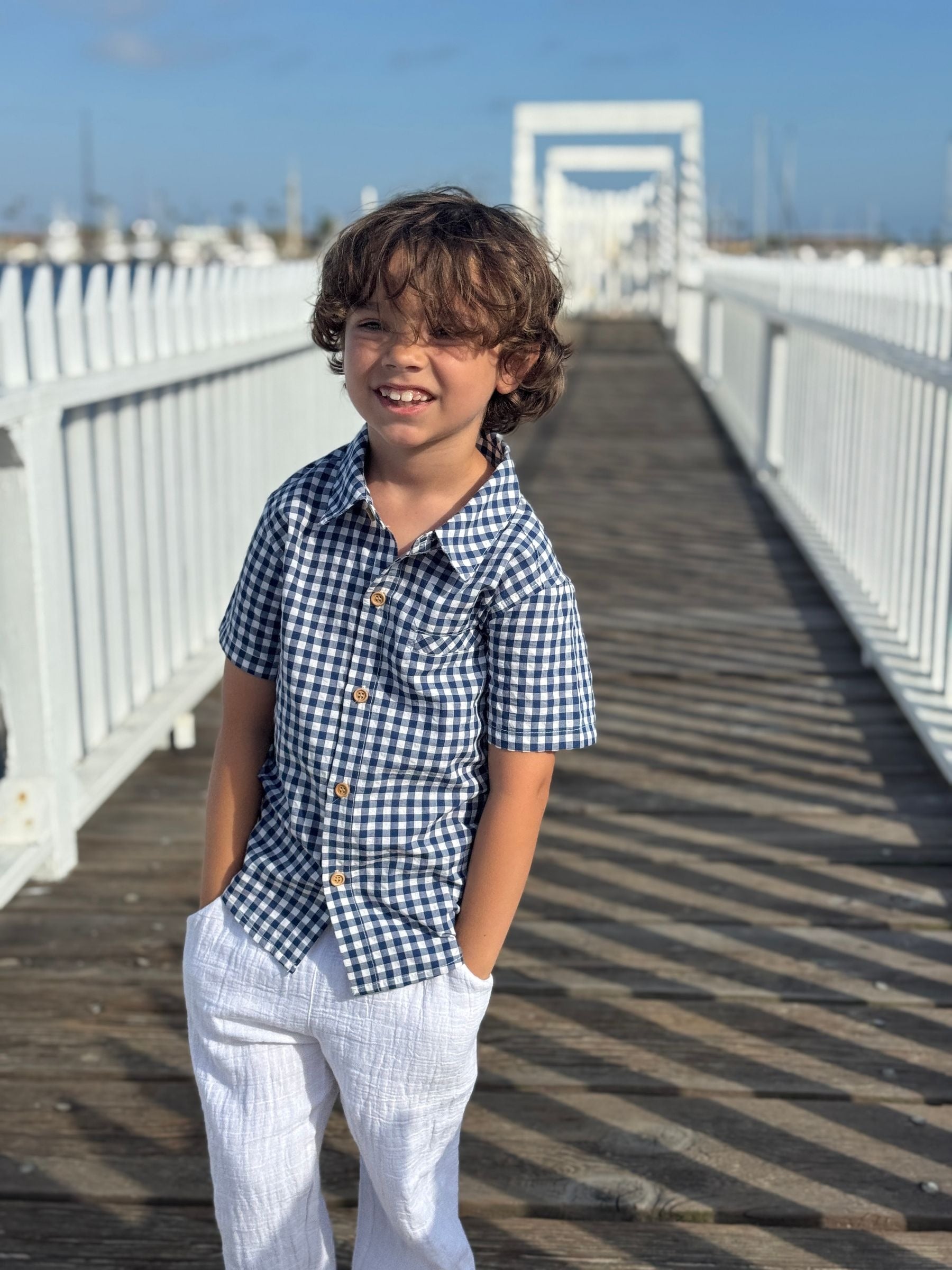 Me & Henry Newport Woven Shirt | Navy/White Plaid