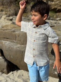 Me & Henry Newport Woven Shirt | Chambray/Cream Plaid