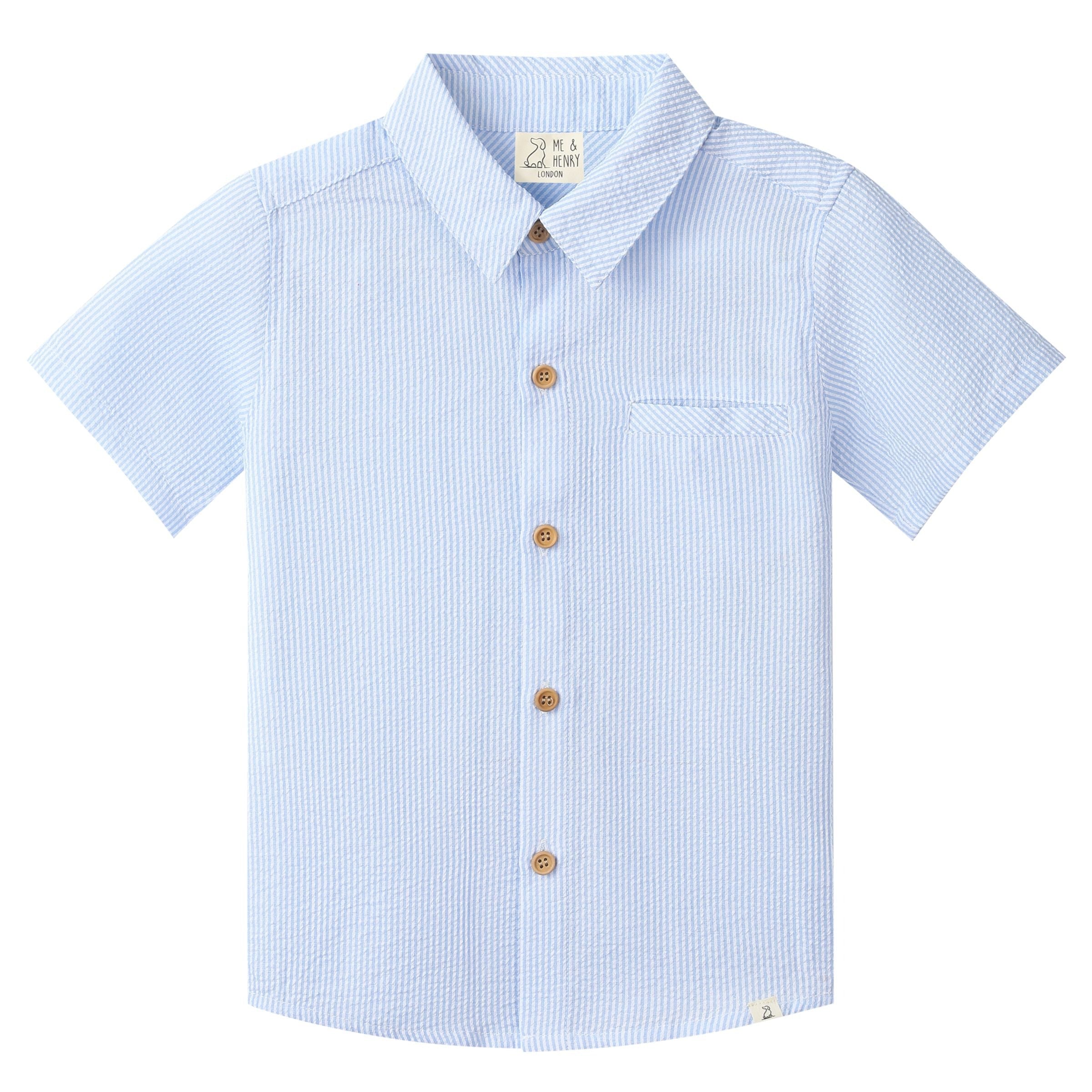 Me & Henry Newport Woven Shirt | Pale Blue Seersucker