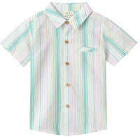 Me & Henry Newport Woven Shirt | Green/Gold Stripe