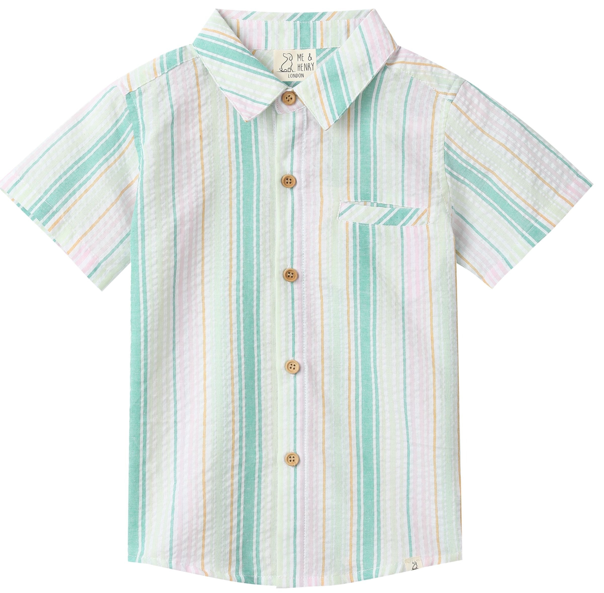 Me & Henry Newport Woven Shirt | Green/Gold Stripe