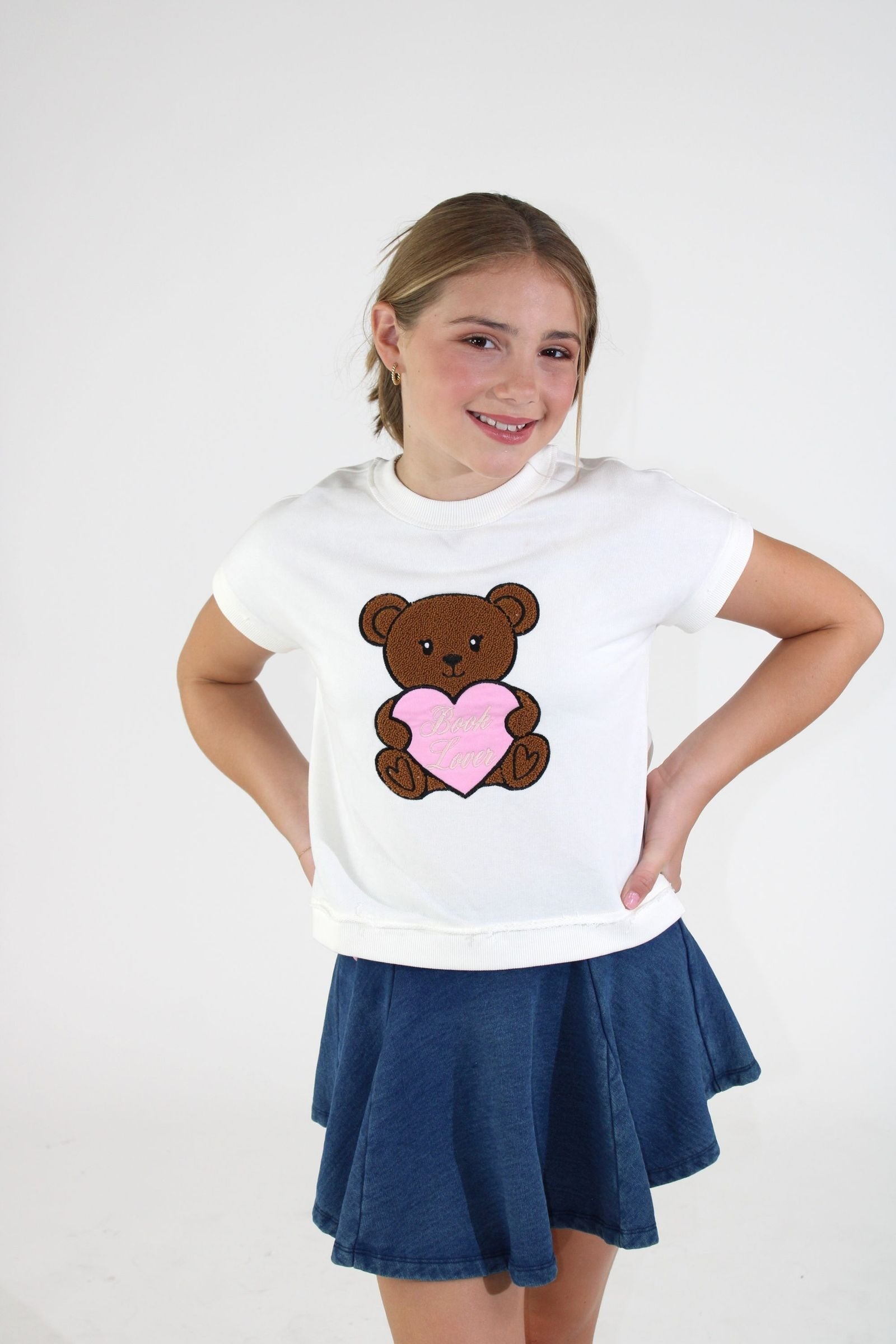 Paper Flower Denim Skort Indigo Yarn