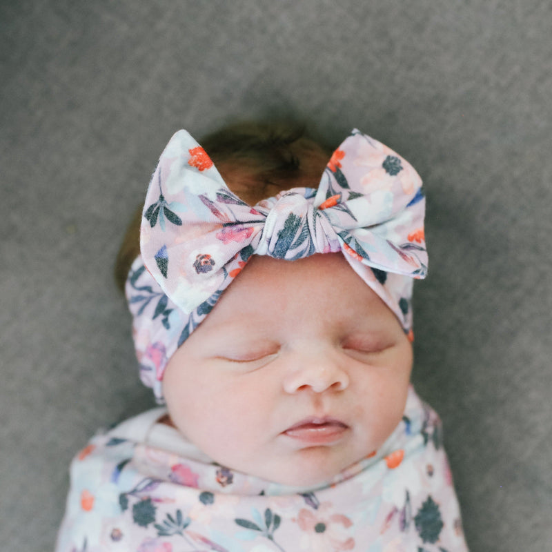 Copper Pearl Knit Headband Bow | Morgan