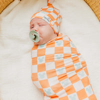 Copper Pearl Knit Swaddle Blanket | Mickey Mouse Check