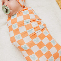 Copper Pearl Knit Swaddle Blanket | Mickey Mouse Check
