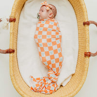 Copper Pearl Knit Swaddle Blanket | Mickey Mouse Check