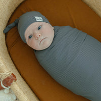 Copper Pearl Rib Knit Swaddle Blanket | Moss