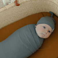 Copper Pearl Rib Knit Swaddle Blanket | Moss