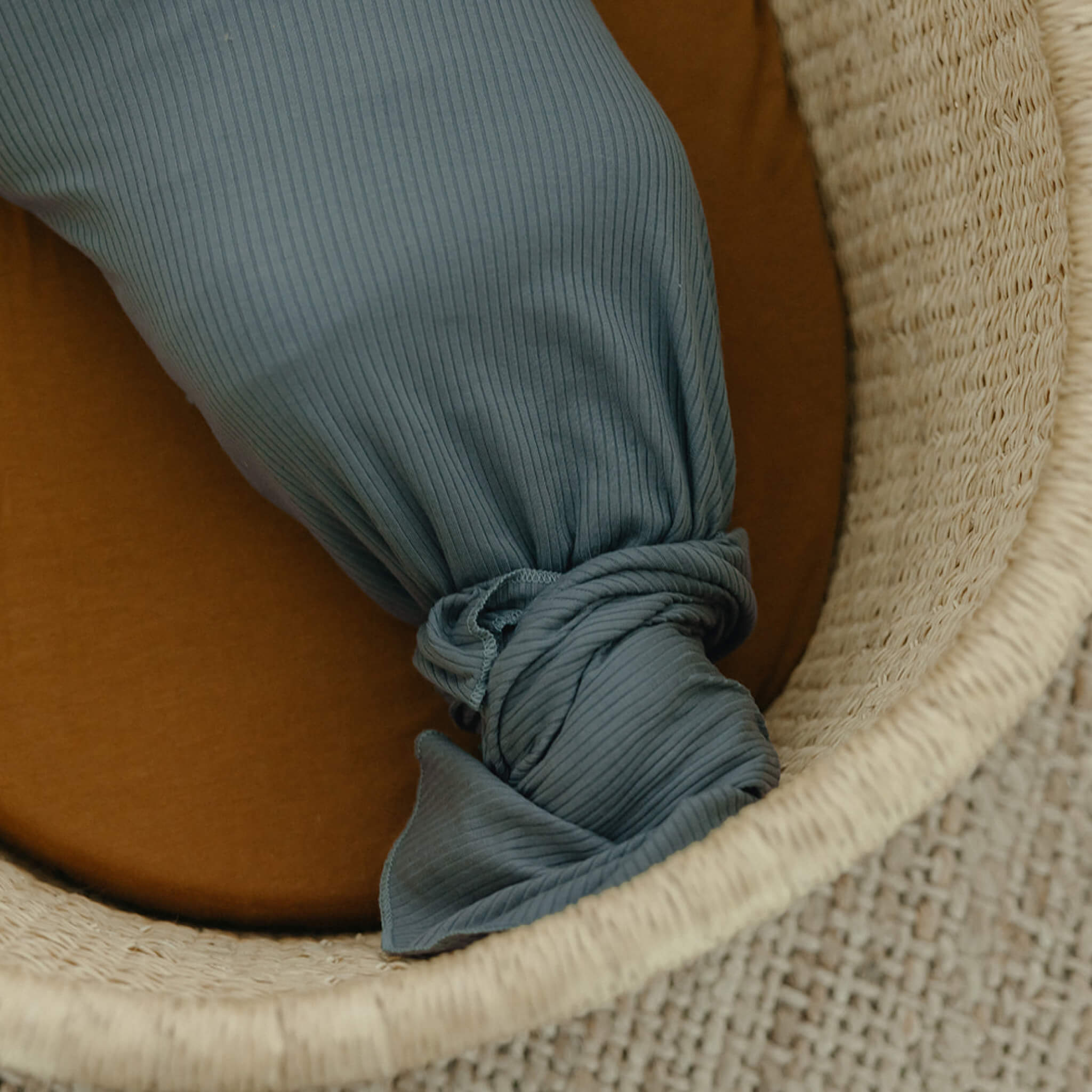 Copper Pearl Rib Knit Swaddle Blanket | Moss