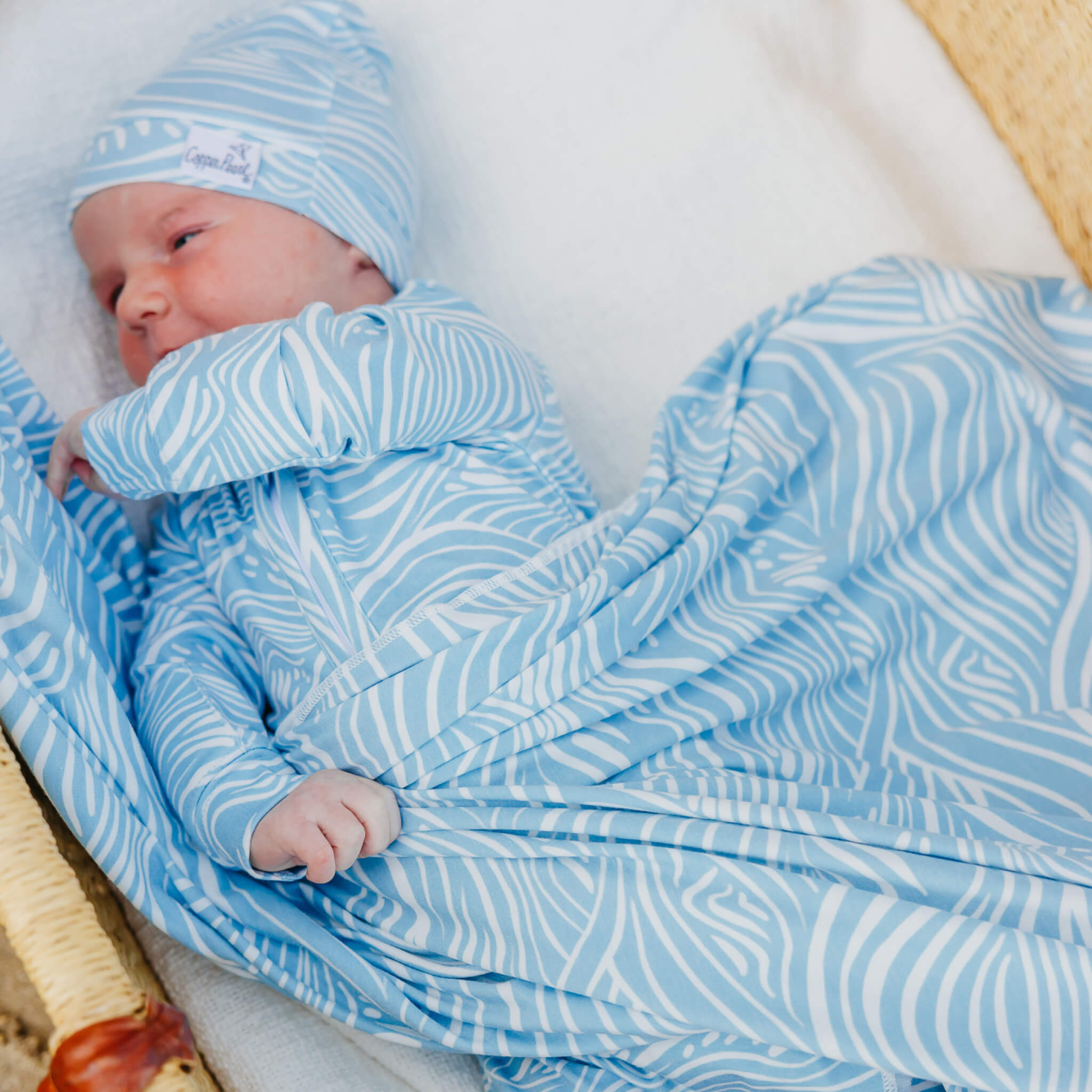 Copper Pearl Knit Swaddle Blanket | Surf