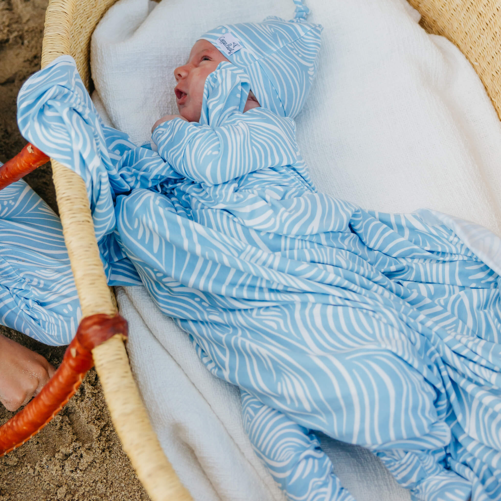 Copper Pearl Knit Swaddle Blanket | Surf