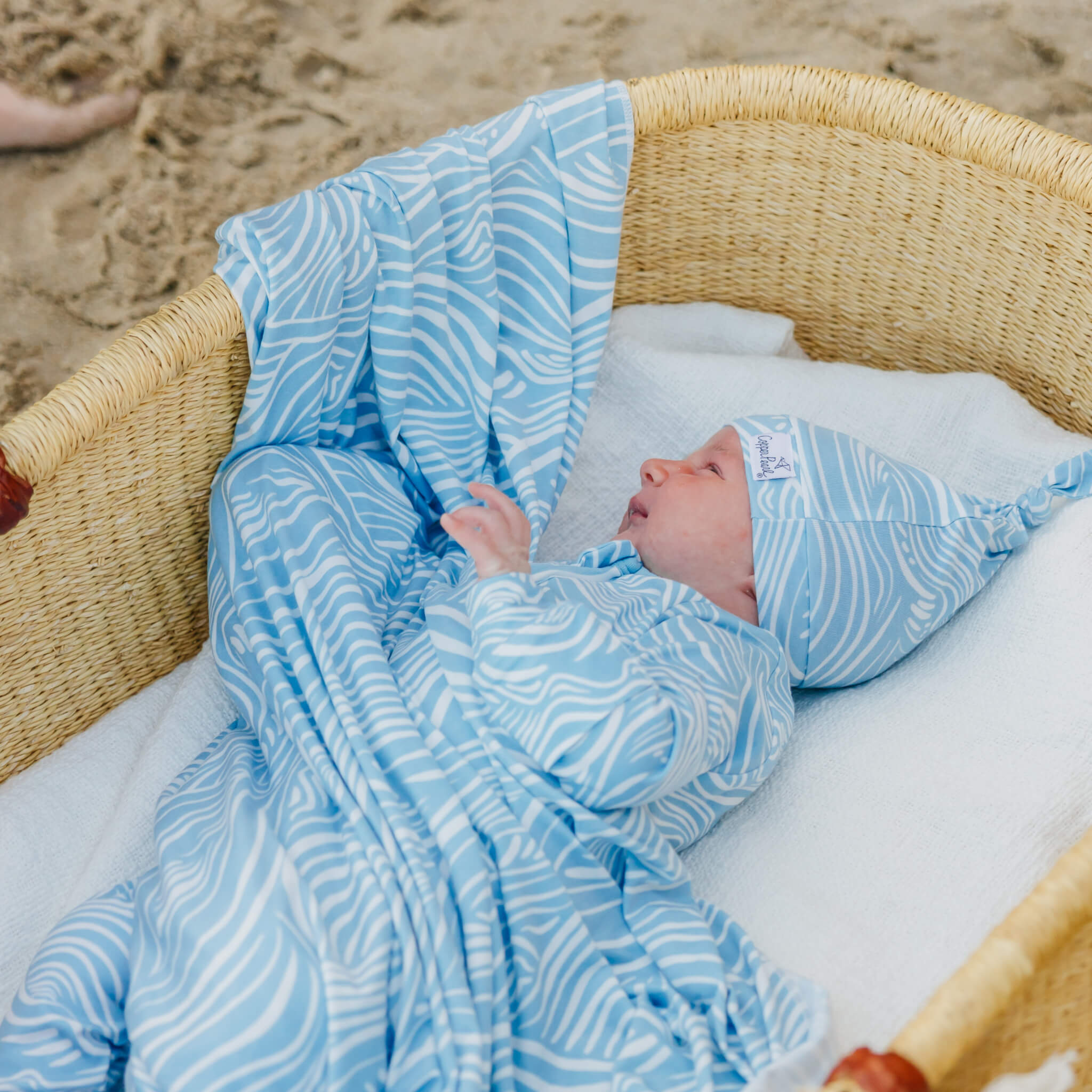 Copper Pearl Knit Swaddle Blanket | Surf
