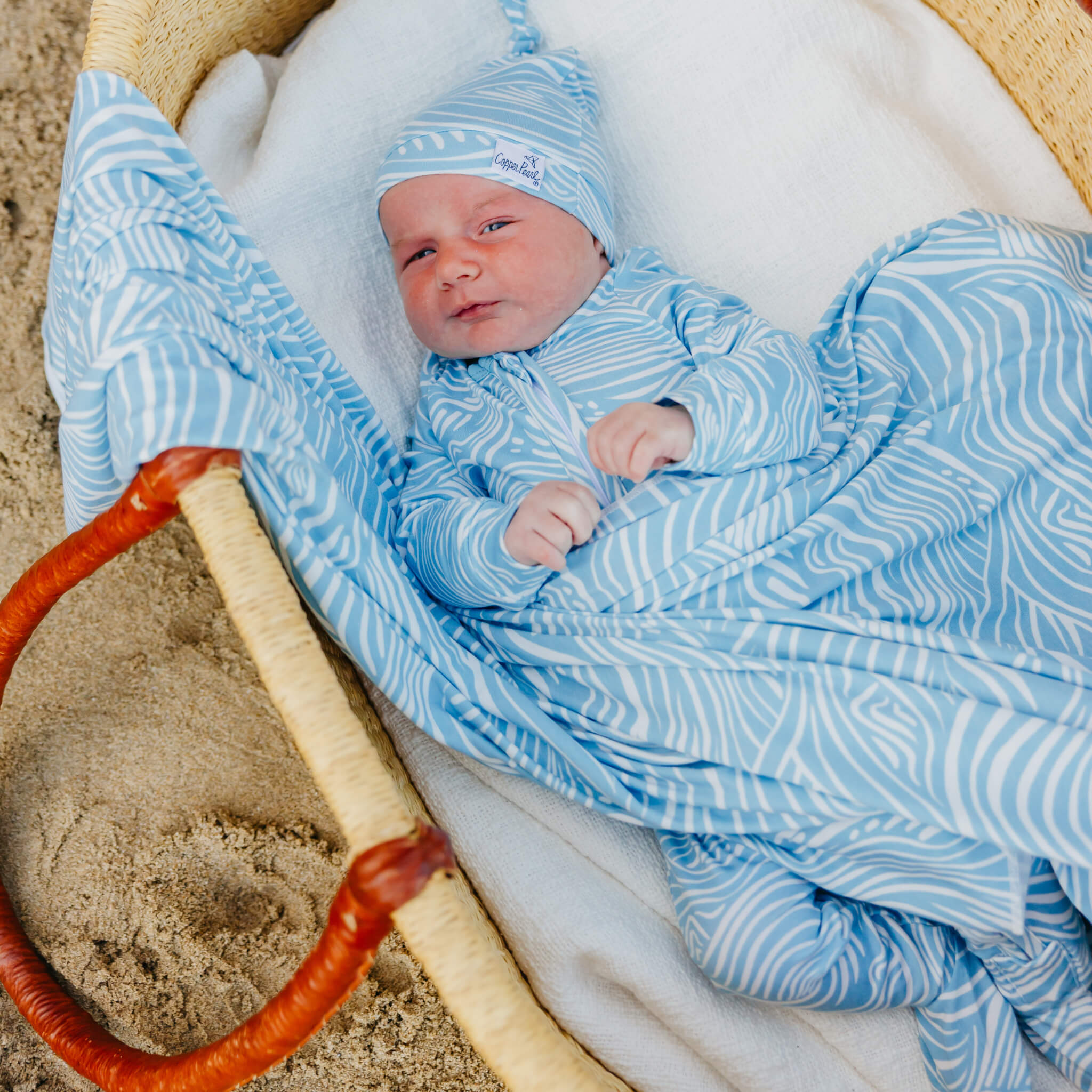 Copper Pearl Knit Swaddle Blanket | Surf