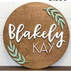 Sugar + Maple Round Personalized Name Sign | Laurel