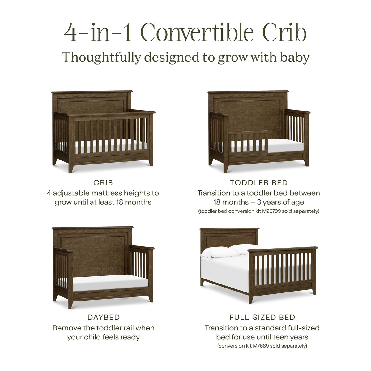Monogram by Namesake Barrow Rustic 4-in-1  Convertible Flat Top Crib