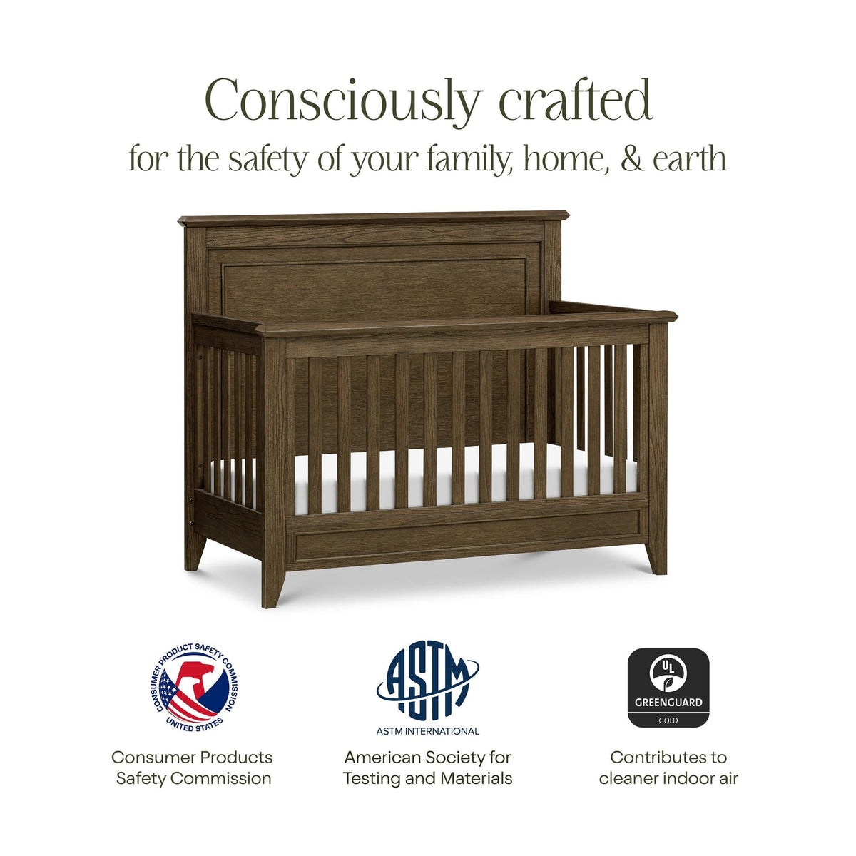 Monogram by Namesake Barrow Rustic 4-in-1  Convertible Flat Top Crib