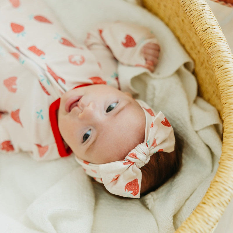 Copper Pearl Knit Headband Bow | Strawberry