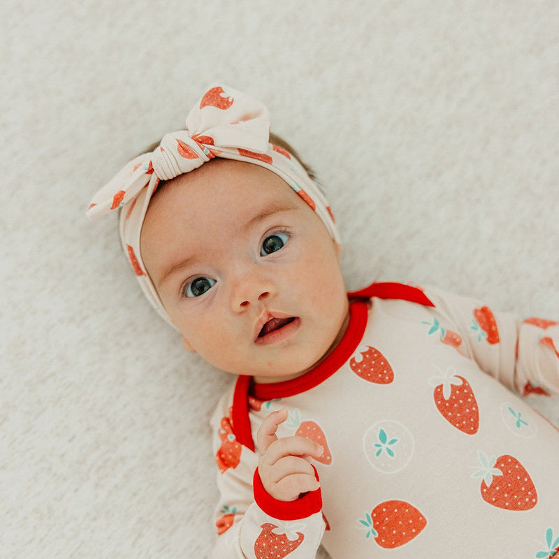 Copper Pearl Knit Headband Bow | Strawberry