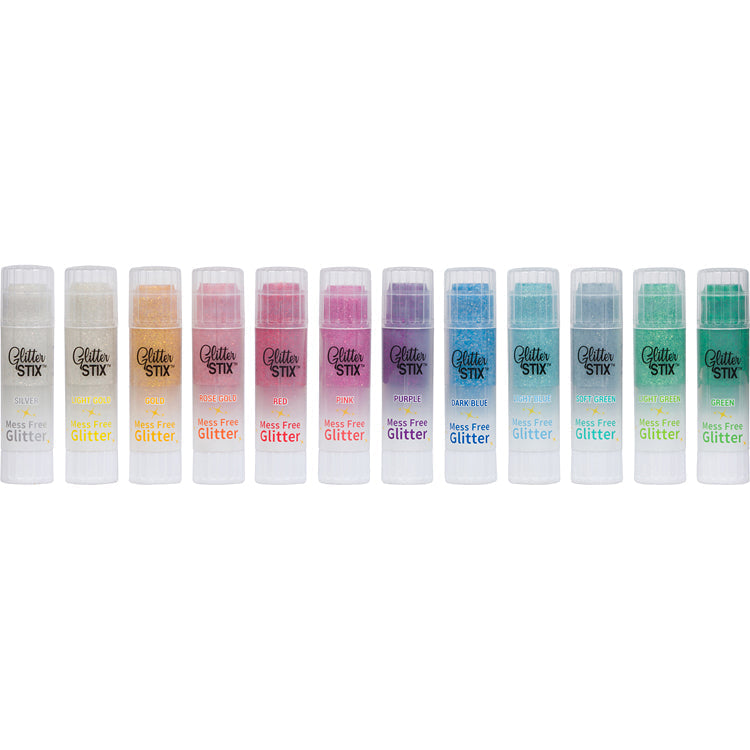 The Pencil Grip Glitter Stix, Mess Free Glitter, Set of 12 Colors