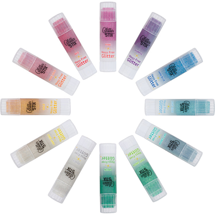 The Pencil Grip Glitter Stix, Mess Free Glitter, Set of 12 Colors