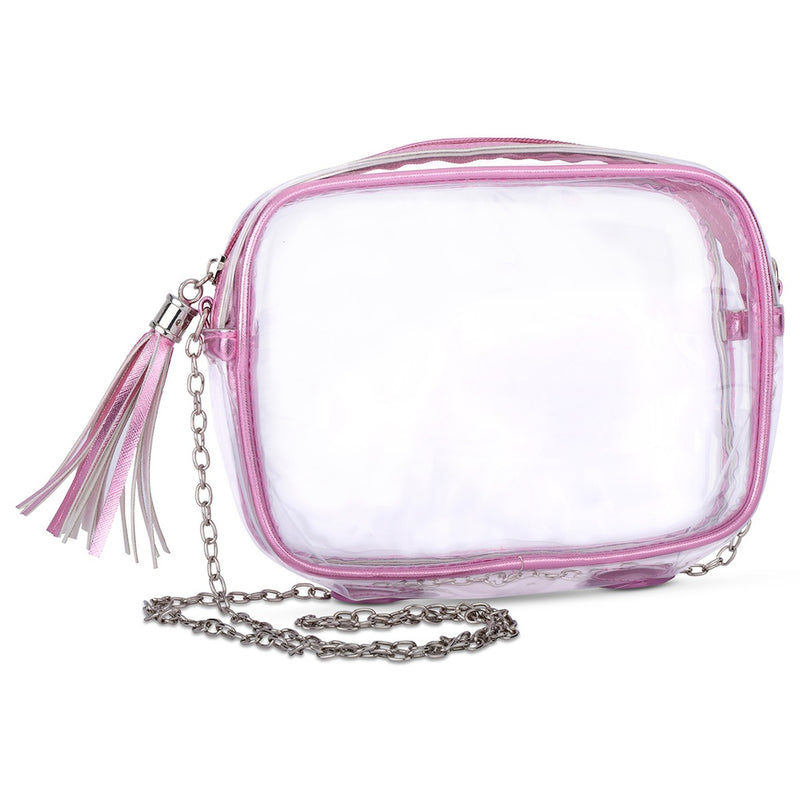 Iscream Pink Metallic Clear Crossbody Bag