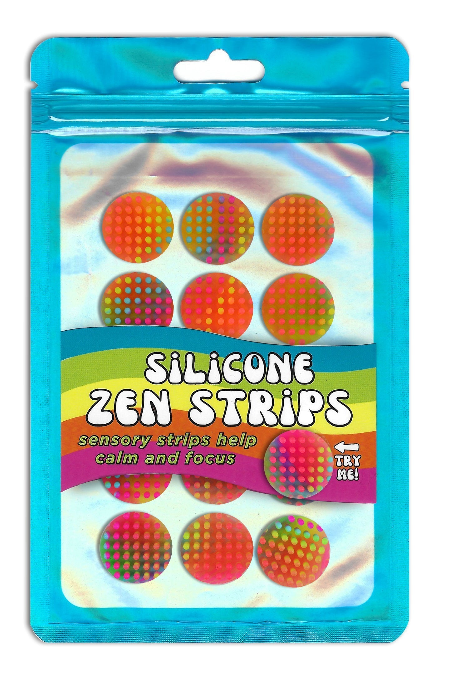 The Pencil Grip Silicone Mini Zen Dots, Neon, Textured Fidget Strips, 15 Pack