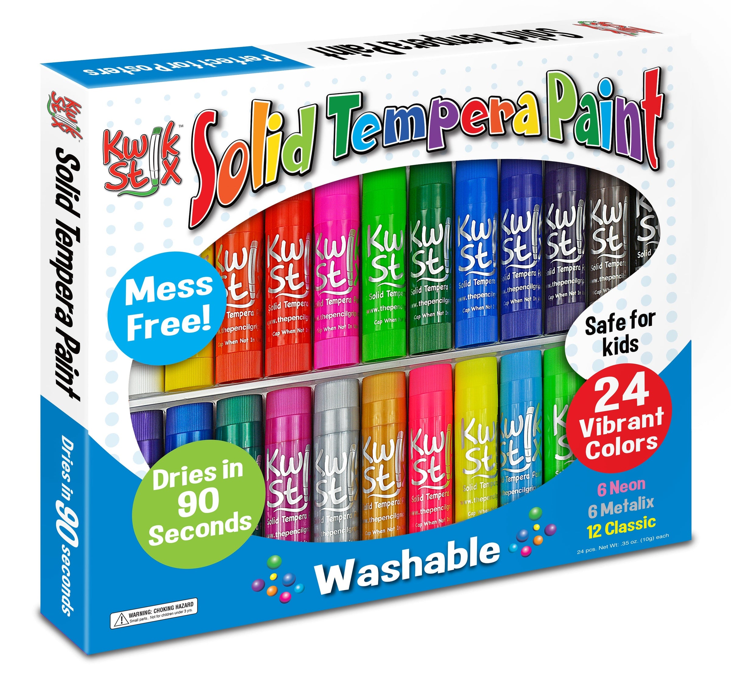 The Pencil Grip Kwik Stix Paint Sticks, Set of 24: Classic, Neon & Metallic