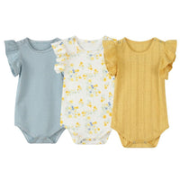 Vignette Wren Onesies | Blue & Yellow Stripe/Floral/Pointelle