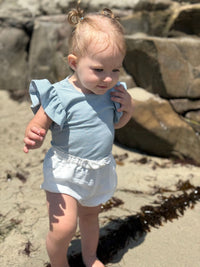 Vignette Wren Onesies | Blue & Yellow Stripe/Floral/Pointelle