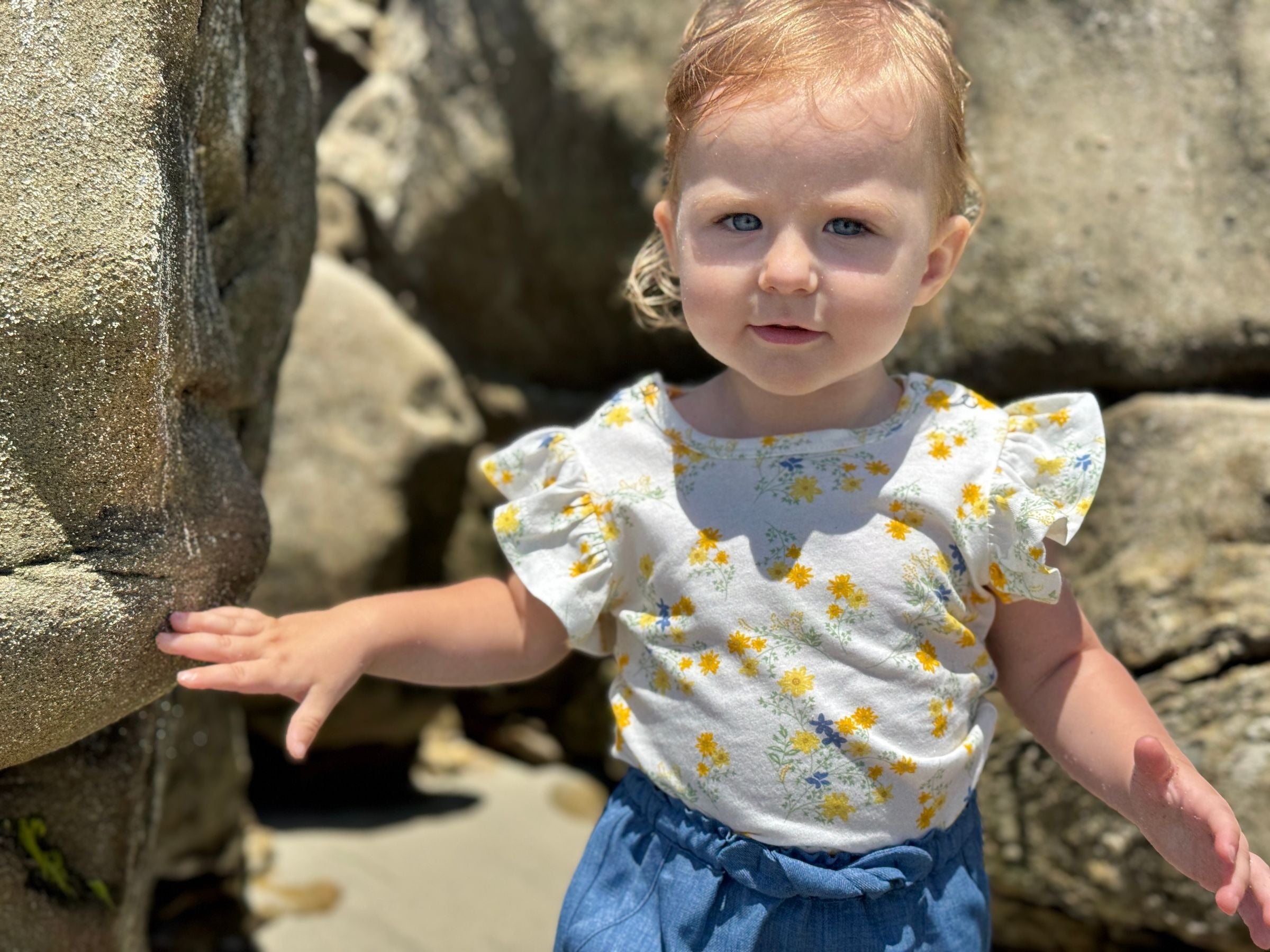 Vignette Wren Onesies | Blue & Yellow Stripe/Floral/Pointelle