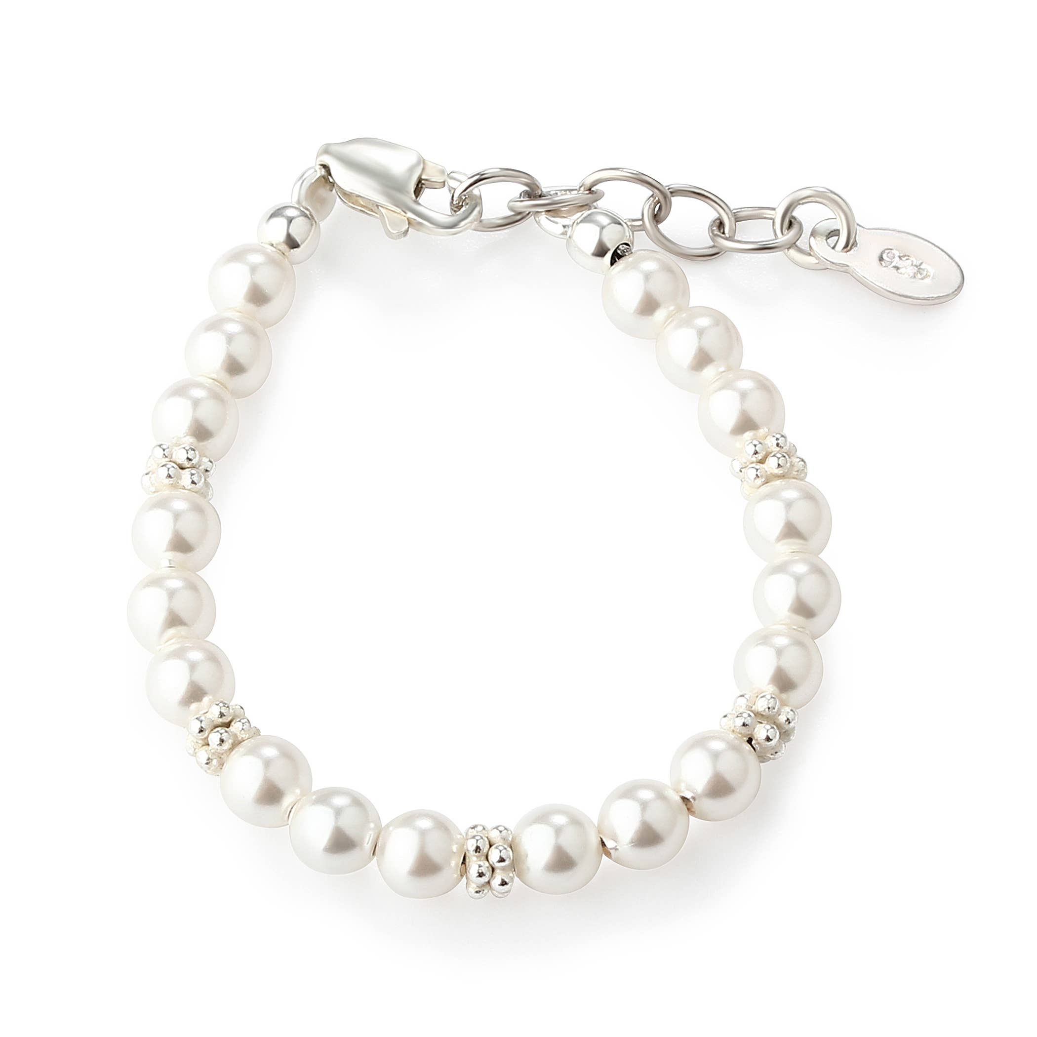 Cherished Moments - Sterling Silver Pearl Bracelet for Baby Girls Shower Gift