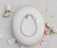 Cherished Moments - Girls Sterling Silver Dainty Pink Pearl Bracelet Baby Gift