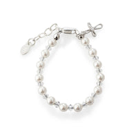 Cherished Moments - Silver Pearl Cross Baby Bracelet Baptism & Communion Gift