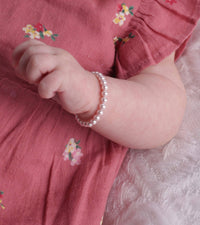 Cherished Moments Sterling Silver Pink Pearl Baby Girl & Children's Bracelet: Medium 1-5 Years