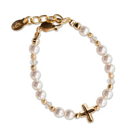 Cherished Moments 14K Gold-Plated Baby Cross Bracelet Baptism & Communion Gift: Small 0-12m