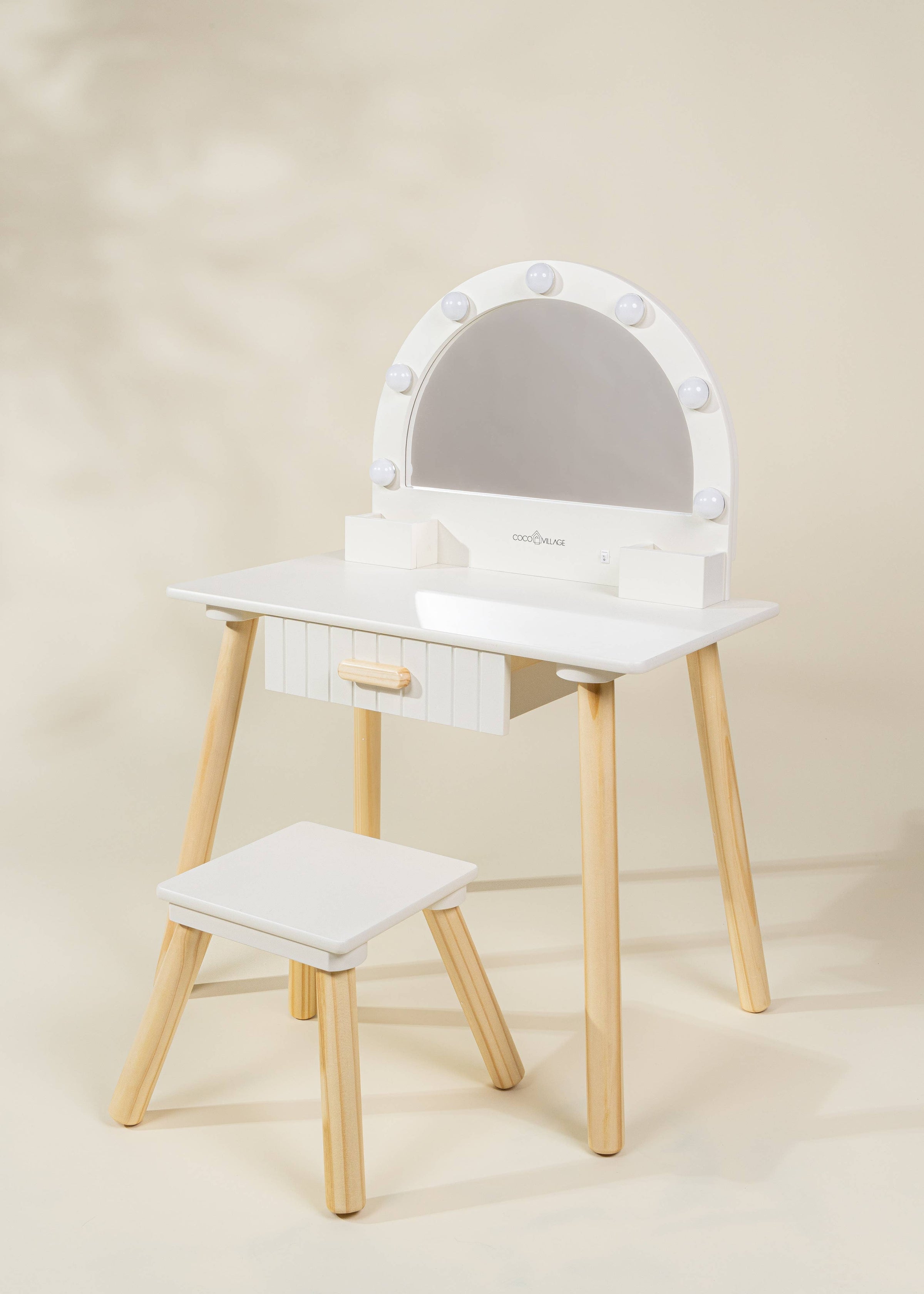 Coco Village - Wooden Play Vanity with Lighted Mirror & Stool