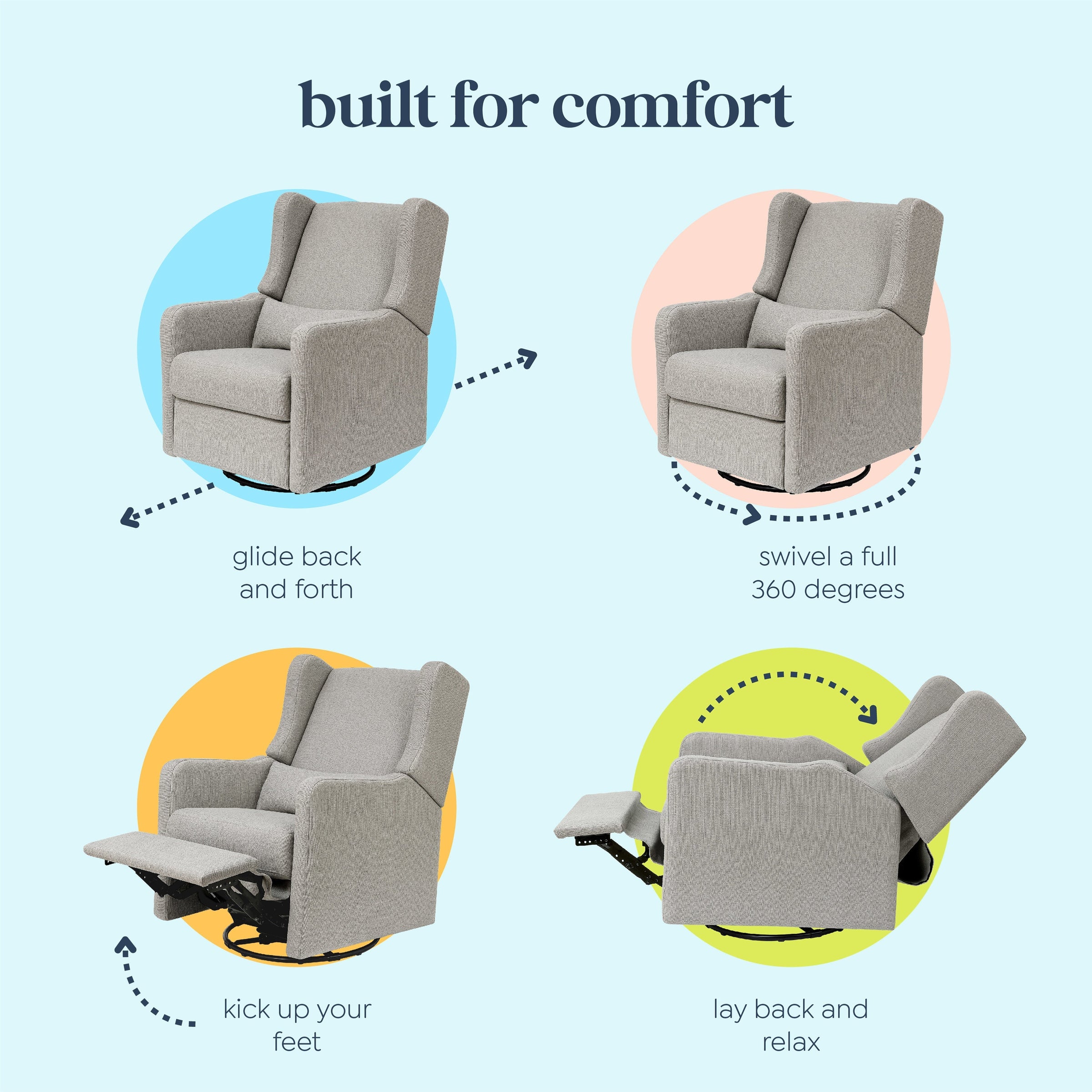 DaVinci Arlo Recliner and Swivel Glider | Water Repellent & Stain Resistant Fabric
