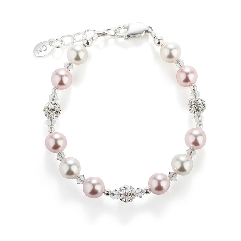 Cherished Moments Kid's Sterling Silver Pink Pearl Baby or Child's Bracelet: Medium 1-5 Years