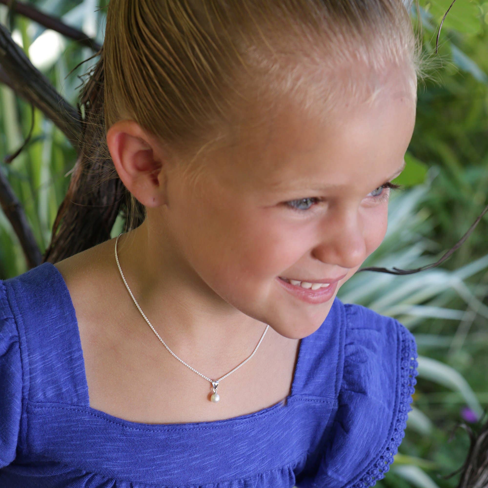 Cherished Moments - Sterling Silver Girls Pearl Pendant Necklace for Children
