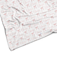 Sugar + Maple Plush Minky Fleece Personalized Blanket | Ballerina Bows