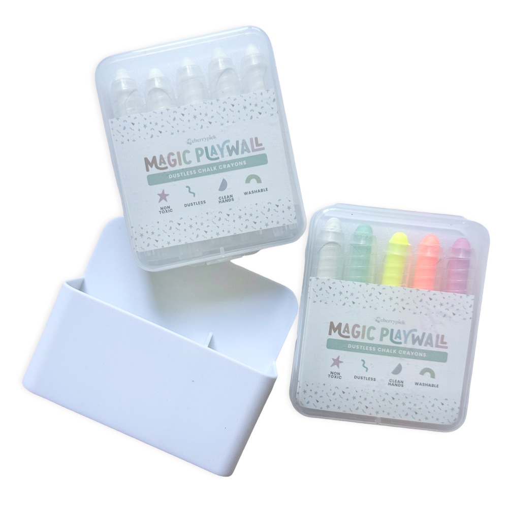 Cherrypick - Dustless Chalk Crayons + Magnetic Holder Bundle for Magic Playwall