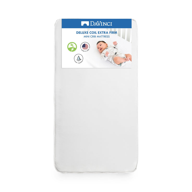 DaVinci Deluxe Coil Firm Support Mini Crib Mattress | GREENGUARD Gold Certified | Lightweight | Waterproof