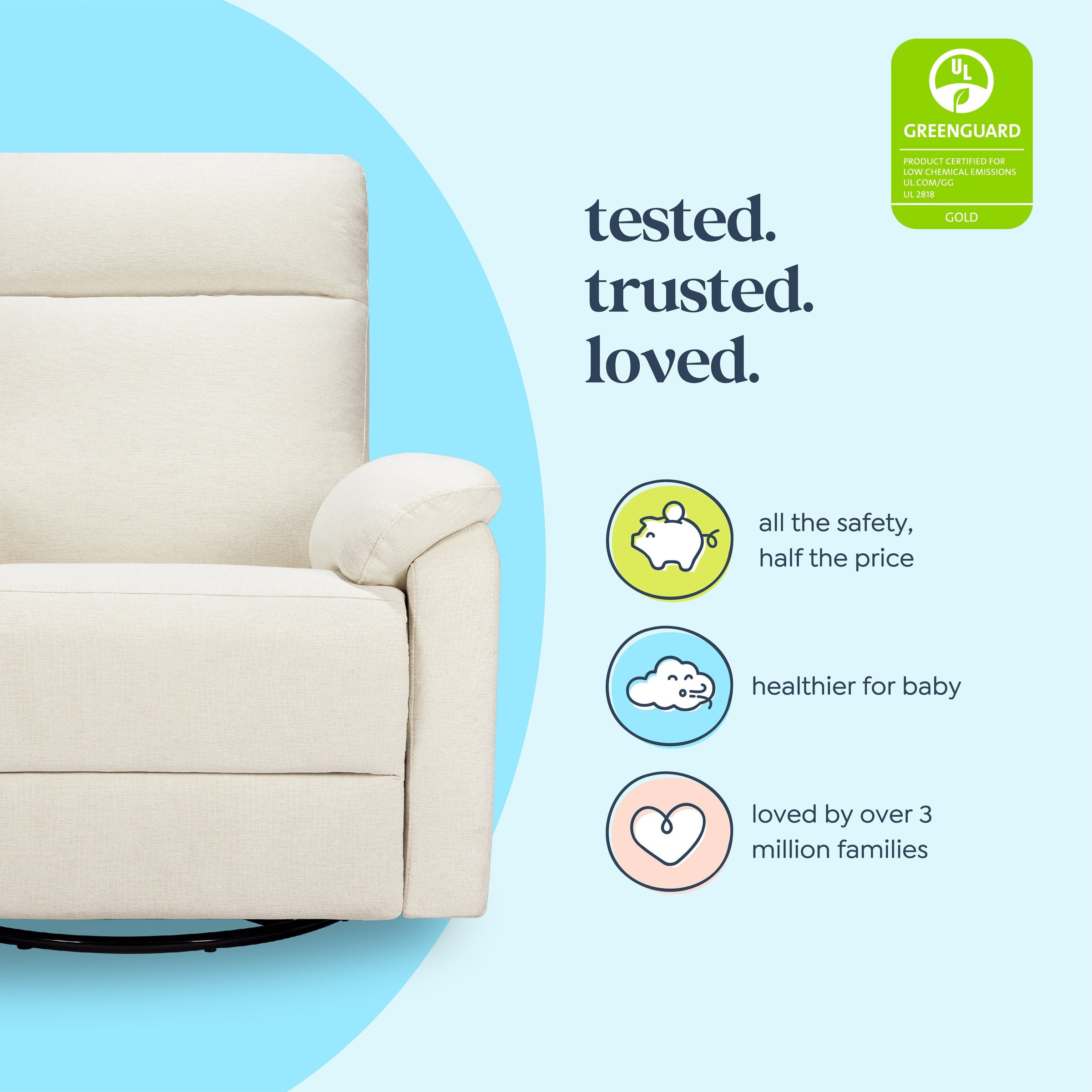 DaVinci Suzy Electronic Recliner and Swivel Glider | USB Charging Port