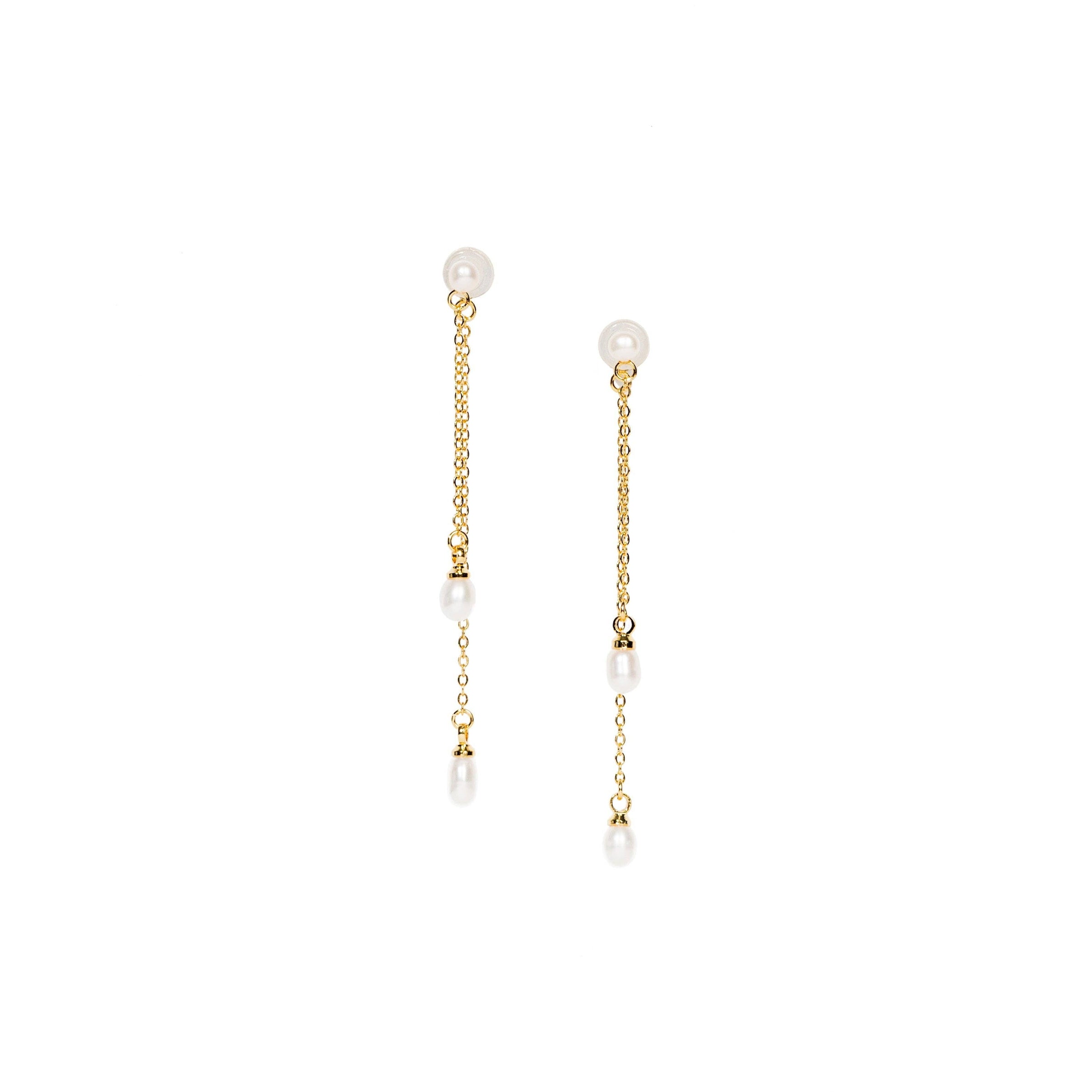 Brenda Grands Waterproof Jewelry - 18K Gold Pearl Drop Earrings