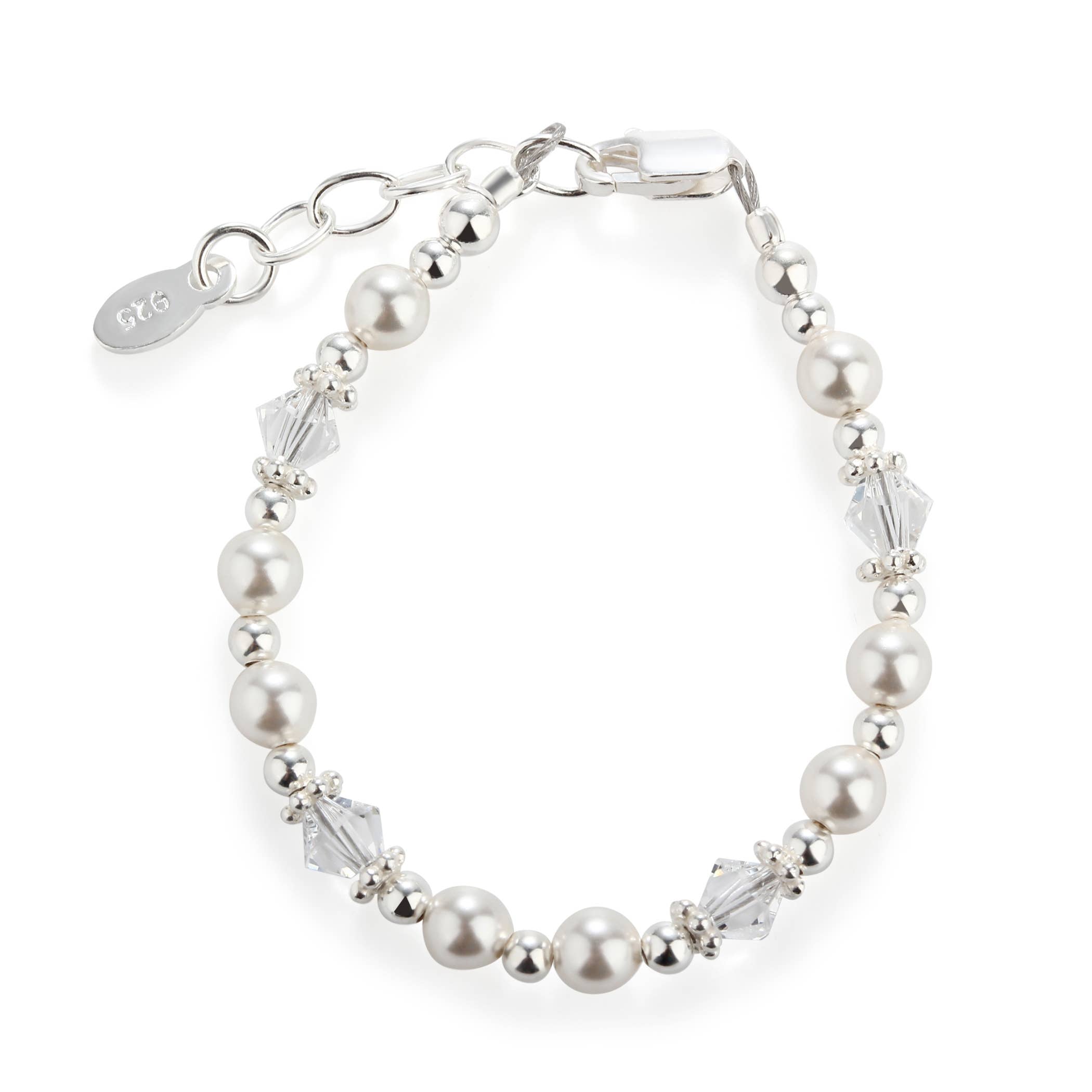 Cherished Moments - Girls Sterling Silver Pearl Baby Gift & Kids Bracelet