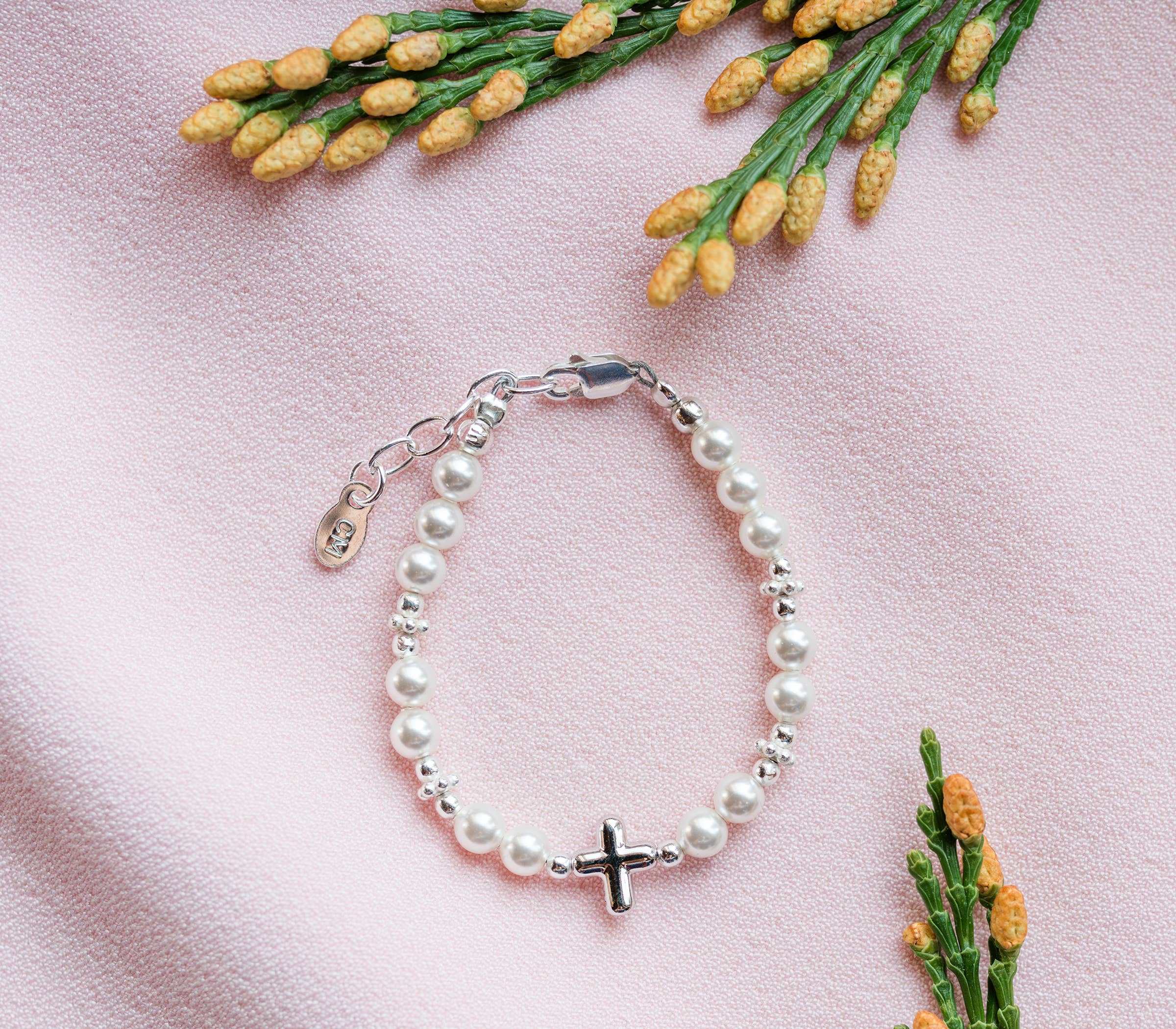 Cherished Moments - Kids Sterling Silver Cross Bracelet Baptism & Communion Gift