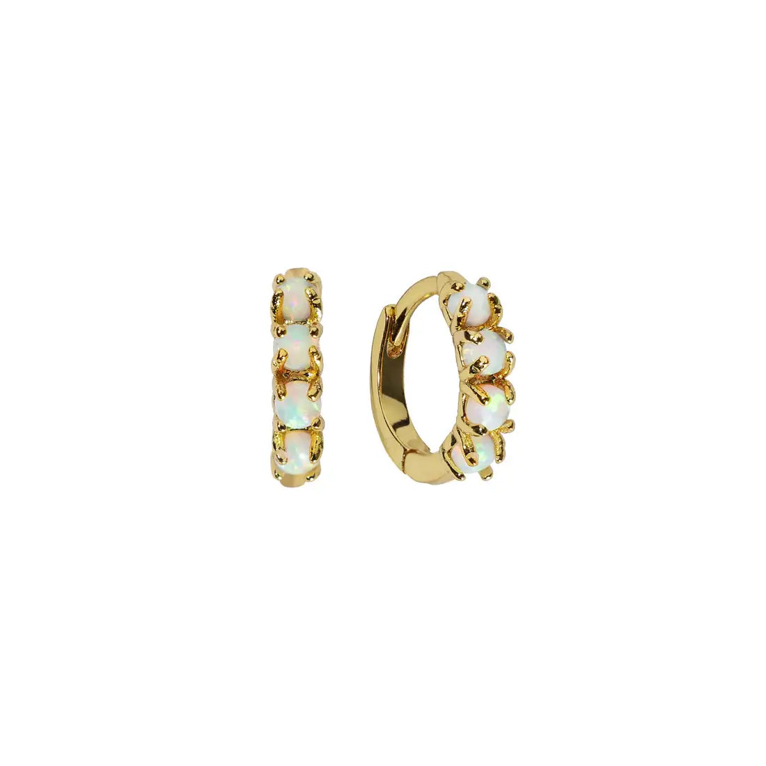 Brenda Grands Jewelry - 18K Gold Opal Huggies