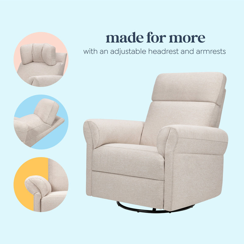 DaVinci Suzy Flex Recliner and Swivel Glider | Adjustable Headrest and Armrests