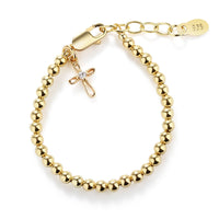 Cherished Moments Kids 14K Gold-Plated Cross Bracelet Baby Girl Baptism Gift: Medium 1-5 Years